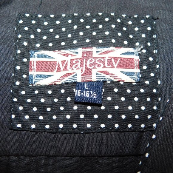 Majesty Mens L 16-16.5 Black Button Down Shirt - Picture 2 of 11